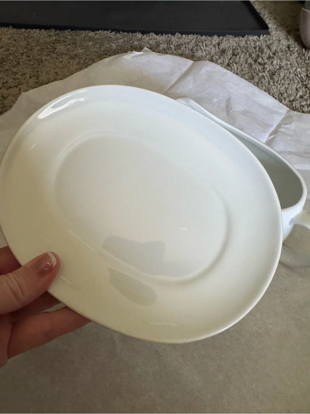köök Ceramic Gravy Boat with Saucer Set – White